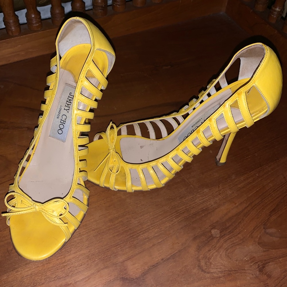 $645 Jimmy Choo Yellow Stiletto High Heels 6.5